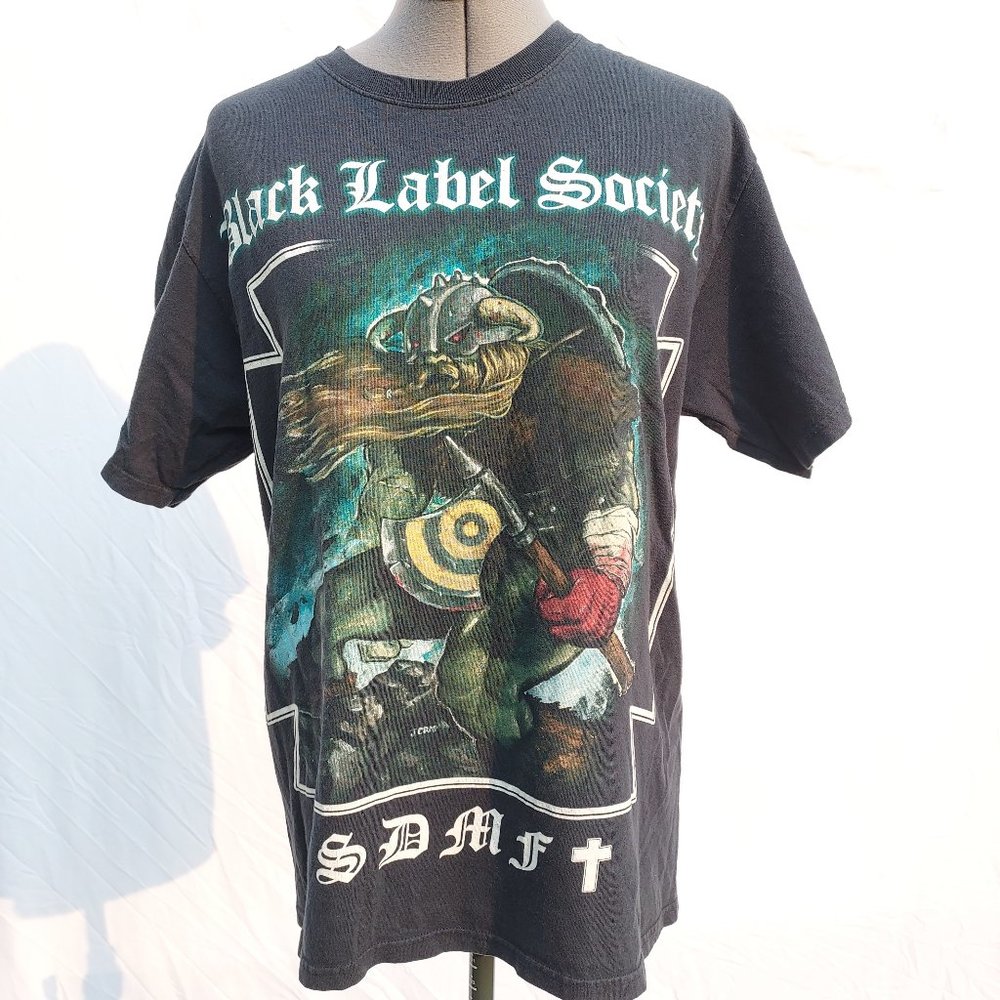 Vintage 90's Black Label Society Shirt MED Black Hanes SDMF Viking Zakk Wylde